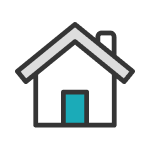 House with light blue door icon